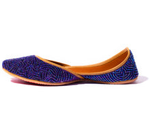 Load image into Gallery viewer, Star Flower - Beaded Purple Women&#39;s Jutti Flats

