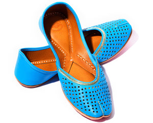 Ranga - Blue Women's Leather Jutti Flats