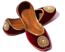 Load image into Gallery viewer, Beloved - Maroon Fabric Women&#39;s Jutti Flats
