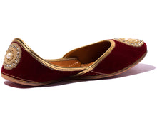 Load image into Gallery viewer, Beloved - Maroon Fabric Women&#39;s Jutti Flats
