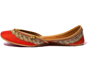 Arama - Orange Silk and Thread Women's Jutti Flats