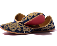 Load image into Gallery viewer, Celestial Maiden - Blue Threaded Women&#39;s Jutti Flats
