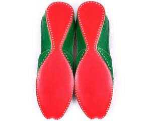 Ranga - Green Women's Leather Jutti Flats